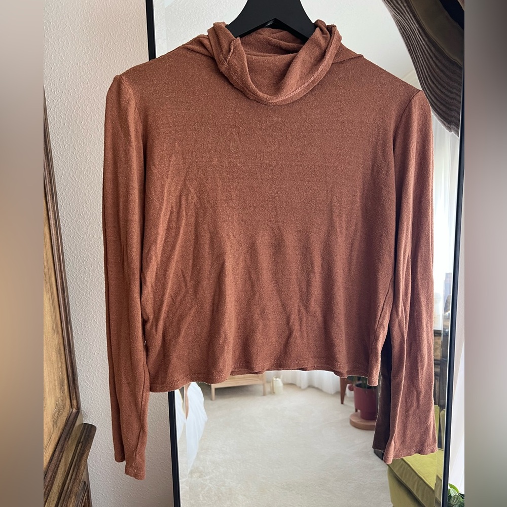 Ozma Silk Noil Jersey Terracotta Marianne Turtleneck Small - Picture 1 of 5